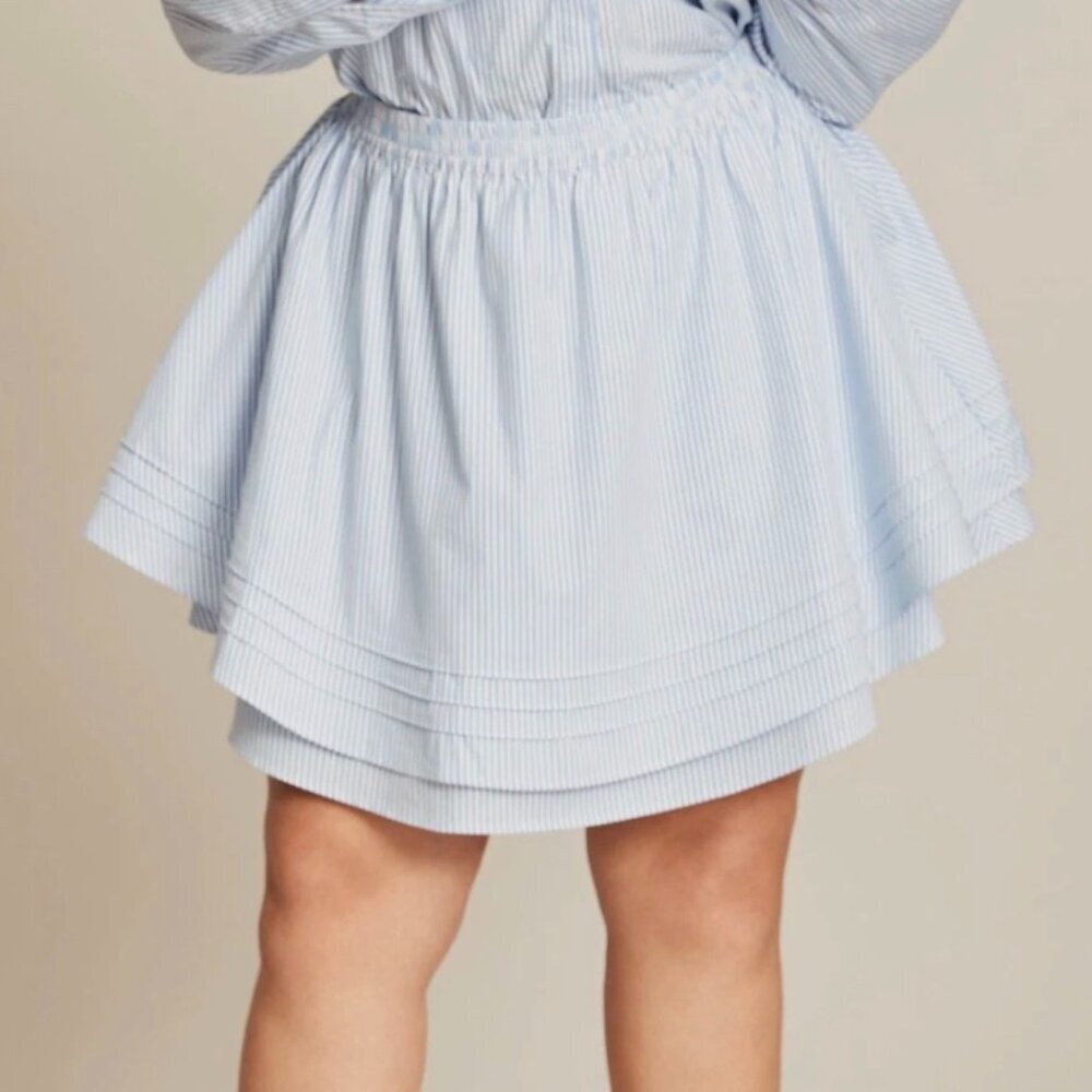 NWT 11 Honore Nelly Skater Mini Skirt in Blue White Stripes 20W